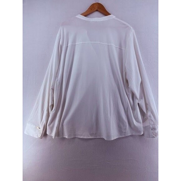 Women's Calvin Klein White Button Down Collarless Shirt Size 3X Long Sleeve - Picture 8 of 8